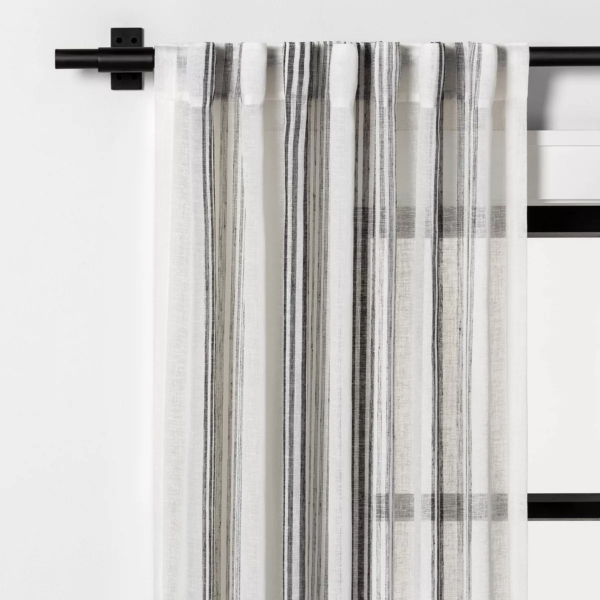 Vertical Stripe Curtain Sheer GrayCream