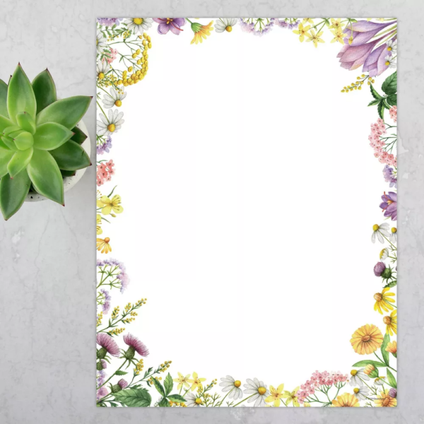 80ct Flower Meadows Letterhead White