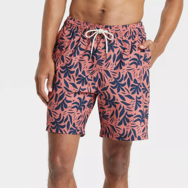 Mens 7 4-Way Stretch Elevated Elastic Waist Swim Shorts