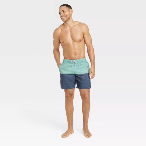 Mens 7 Colorblock Swim Shorts