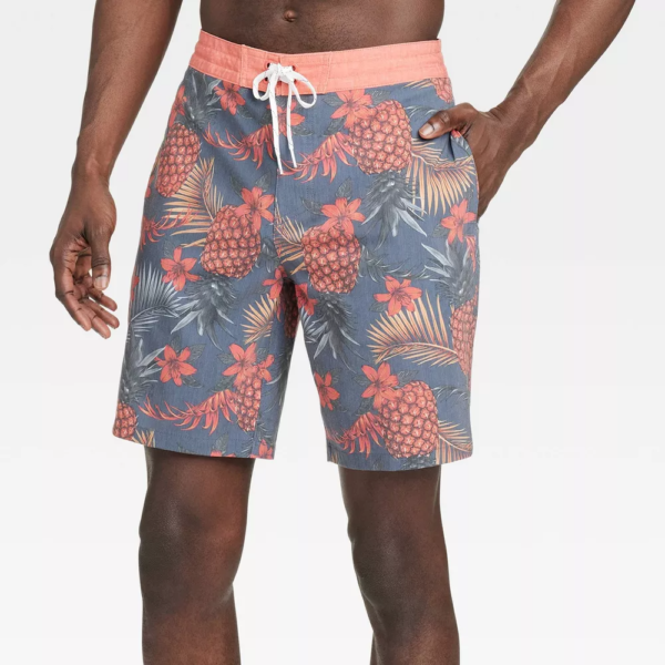 Mens 85 Tropical Pineapple Print Board Shorts