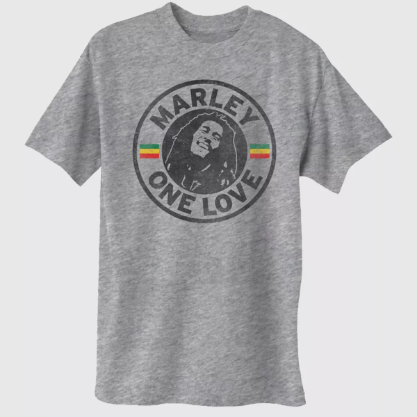 Mens Bob Marley Short Sleeve Graphic T-Shirt Heather Gray