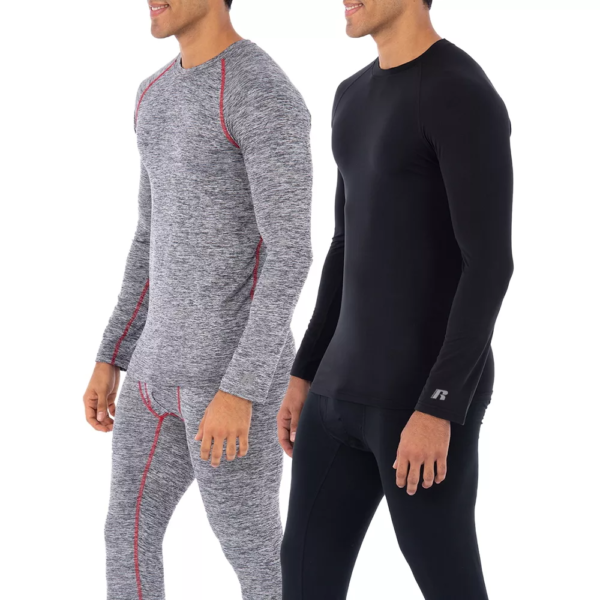 Russell Mens L2 Performance Baselayer Thermal Underwear Shirt 2 Pack Bundle