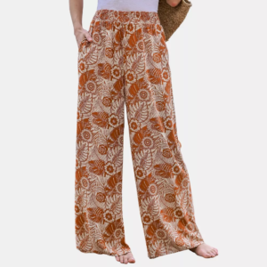 Womens Floral Smocked Waist Wide Leg Pants - Cupshe