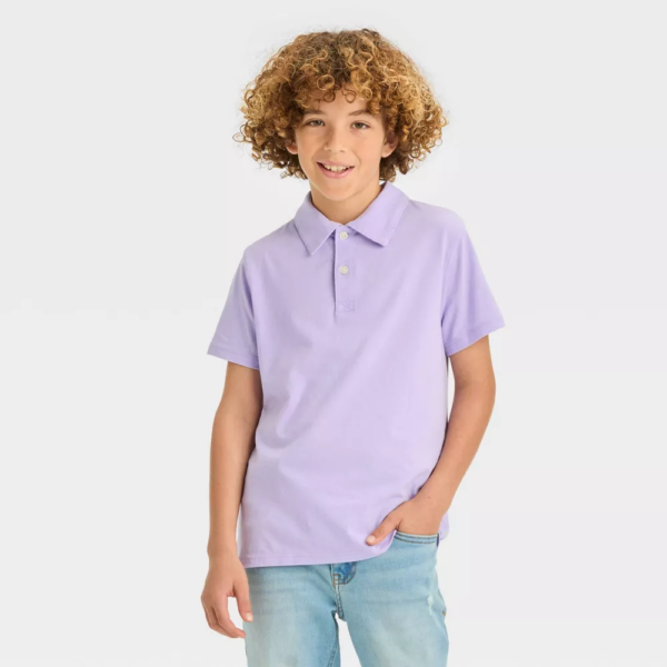 Boys Short Sleeve Washed Polo Shirt - Cat Jack™