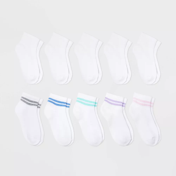 Girls 10pk Ankle Striped Socks - Cat Jack™