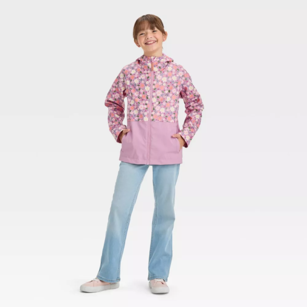 Girls Floral Printed Rain Coat - Cat Jack™ Lavender