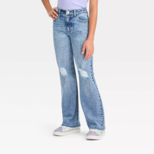 Girls High-Rise Baggy Wide Leg Jeans - art class™