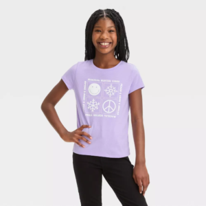 Girls Short Sleeve Graphic T-Shirt - Cat Jack™ Lavender
