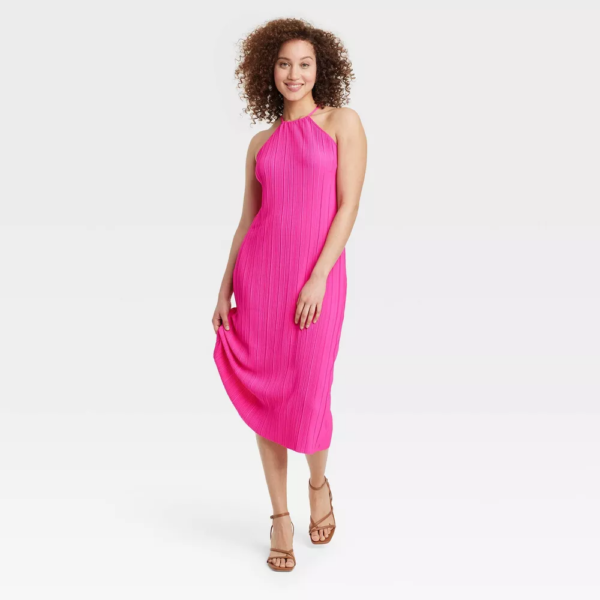 Womens Knit Plisse Midi Shift Dress - A New Day™