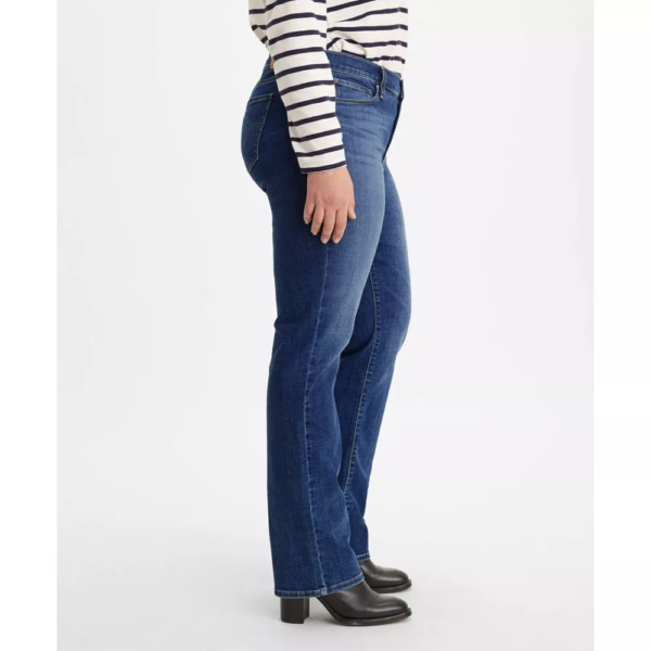 Womens Mid-Rise Classic Straight Jeans