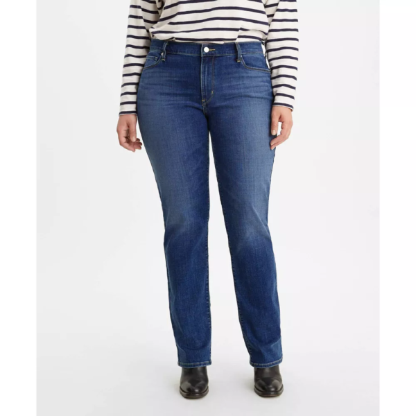 Womens Mid-Rise Classic Straight Jeans